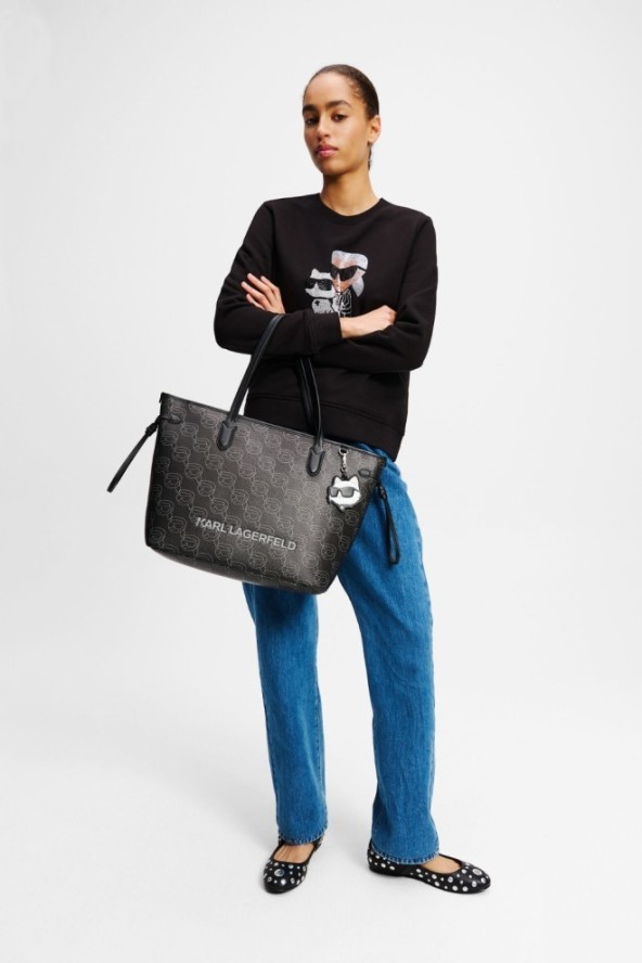 KARL LAGERFELD Czarna damska bluza z cyrkoniami Ikon Rs Duo, Rozmiar XL