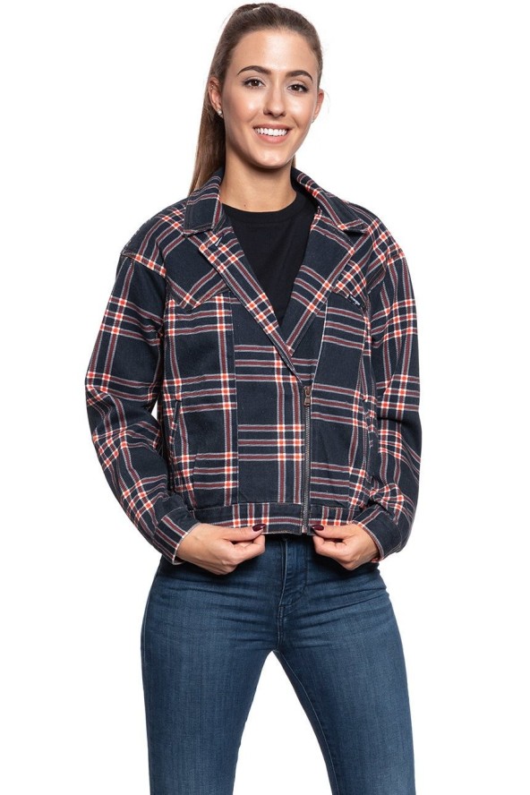 DAMSKA KURTKA JEANSOWA WRANGLER 80´S JACKET INDIGO CHECK W404WZ89M 112128697