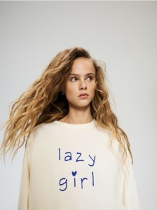 Longsleeve z napisami - jasnożółty