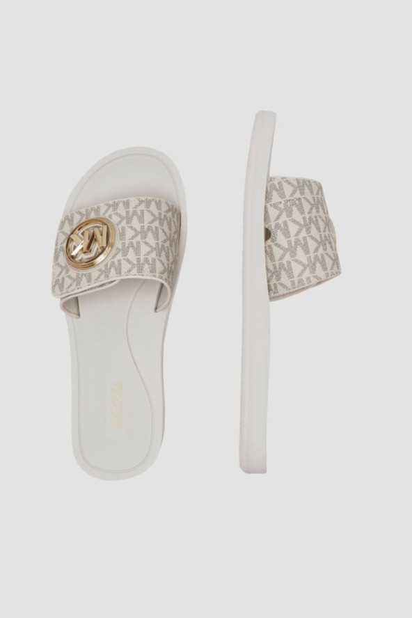 MICHAEL KORS Białe klapki damskie MK Charm, Rozmiar 39