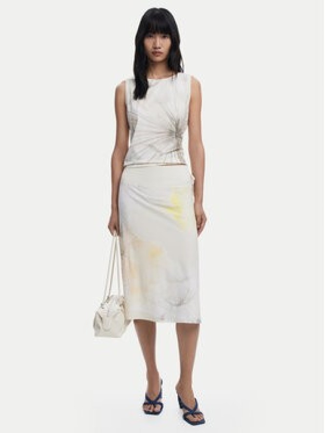 Desigual Spódnica midi Bruma 25WWFK08 Écru Regular Fit