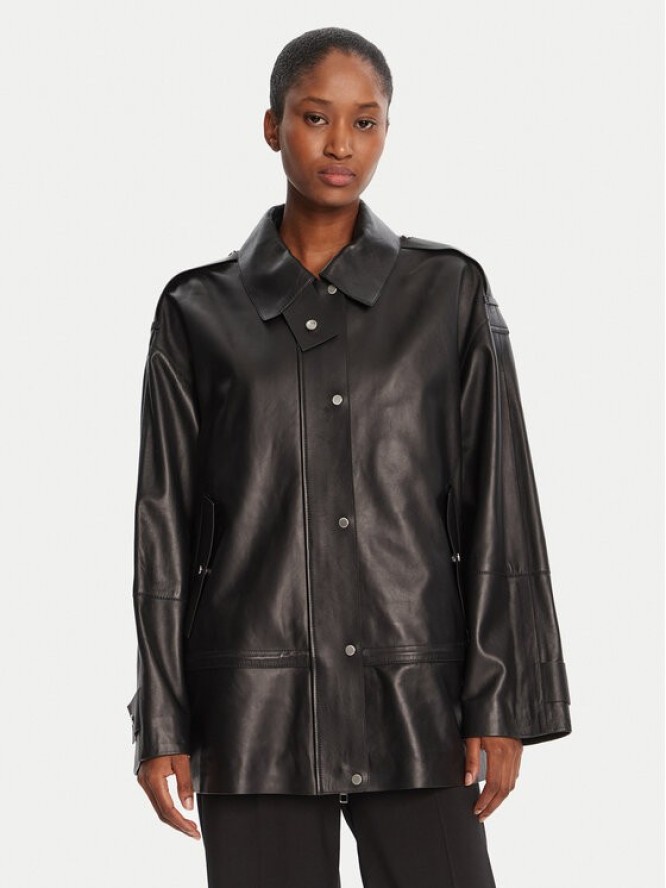 BOSS Kurtka skórzana Salaha 50544445 Czarny Relaxed Fit