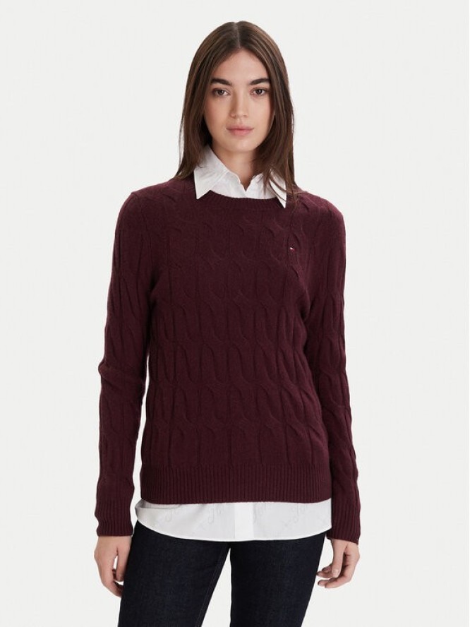 Tommy Hilfiger Sweter WW0WW43586 Bordowy Regular Fit