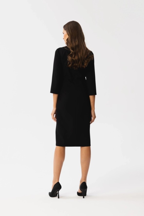Elegancka sukienka ołówkowa z rozcięciem czarna