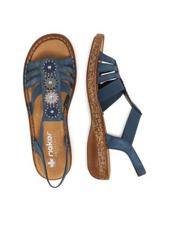 Rieker Sandały 628G9-16 Granatowy