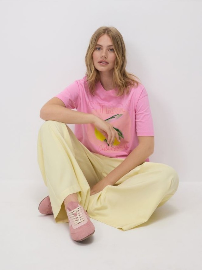 Zamszowe sneakersy - różowy