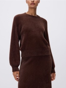 Pluszowy sweter - ciemnobrązowy