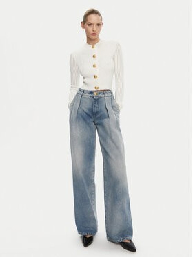 Balmain Kardigan DF1KL190KF24 Biały Regular Fit