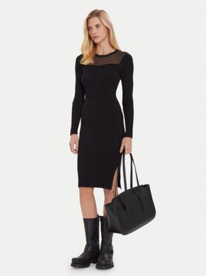 Morgan Sukienka dzianinowa 252-RMAN Czarny Slim Fit