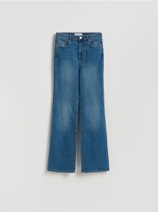 Jeansy flare z wysokim stanem - niebieski