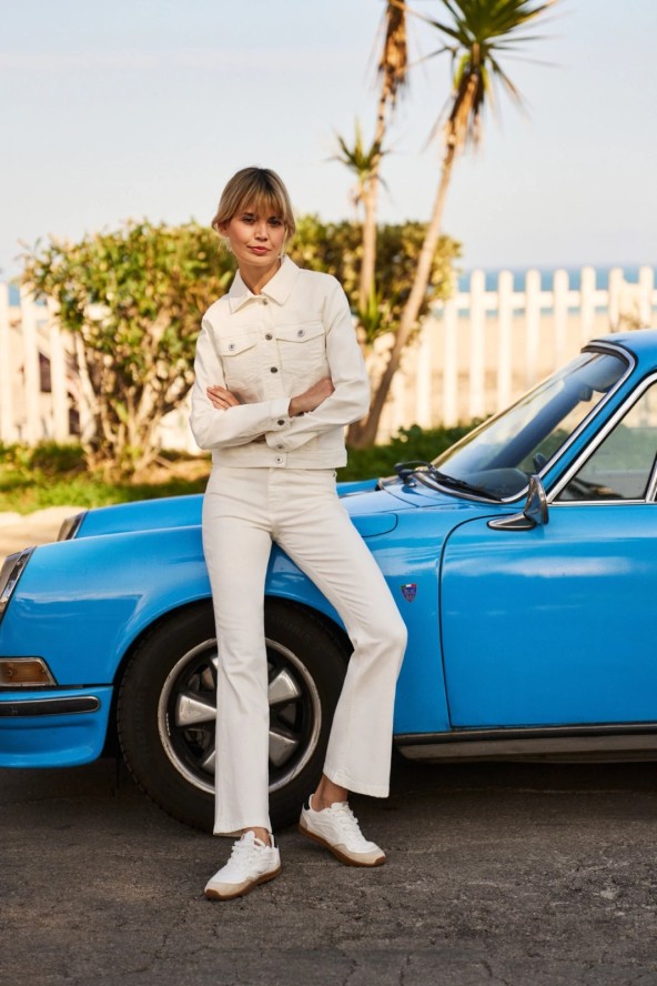 Jeansy bootcut kremowe