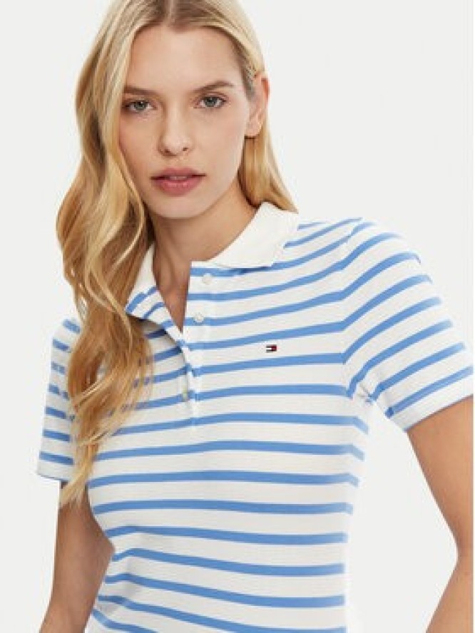 Tommy Hilfiger Polo 1985 WW0WW43225 Błękitny Slim Fit