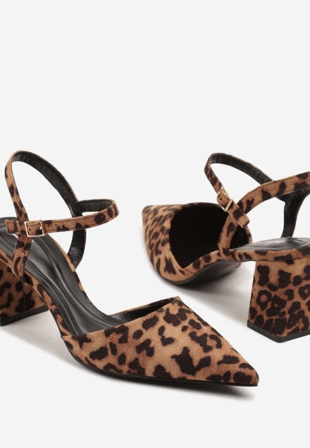 Panterkowe Sandały Lakierowane na Geometrycznym Słupku Sopelisse
