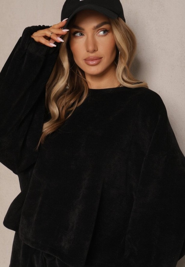 Czarny Basicowy Komplet Szorty i Bluza Novirissa