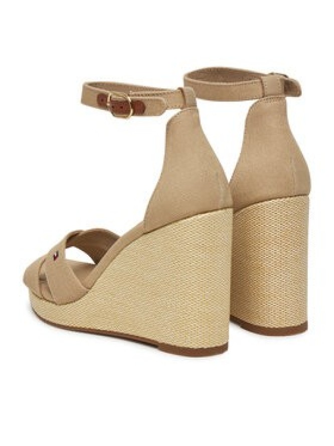 Tommy Hilfiger Sandały Flag High Wedge Espad Crisscross FW0FW08661 Beżowy