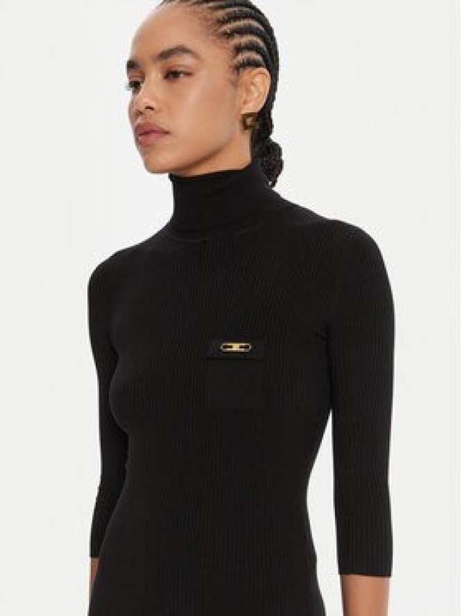 Elisabetta Franchi Sukienka dzianinowa AM-23B-56E2-V390 Czarny Slim Fit