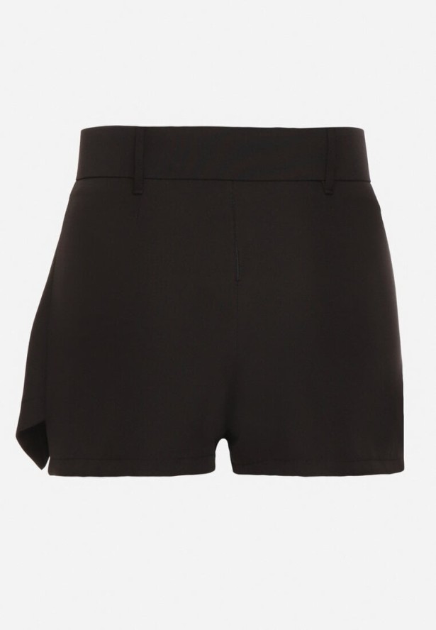 Czarne Szorty z Zakładką Imitującą Spódniczkę i Paskiem Halithiela