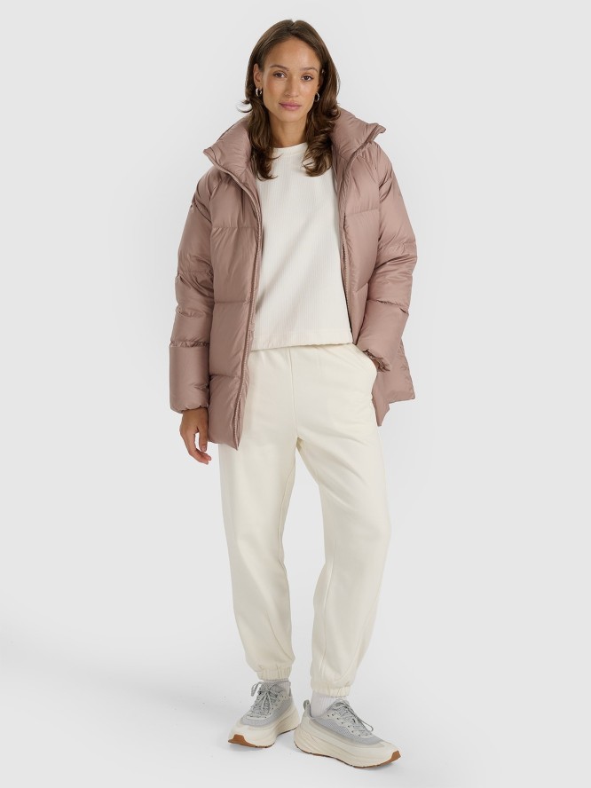 4F Kurtka puchowa z wypełnieniem naturalnym damska - beżowa XL