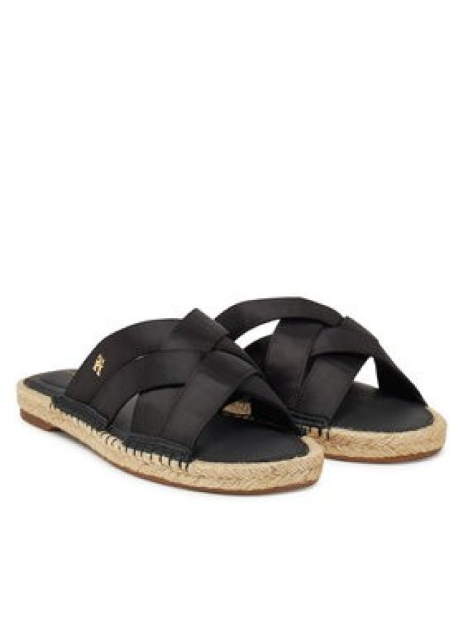 Tommy Hilfiger Espadryle Satin Espadrille Mule FW0FW08502 Czarny