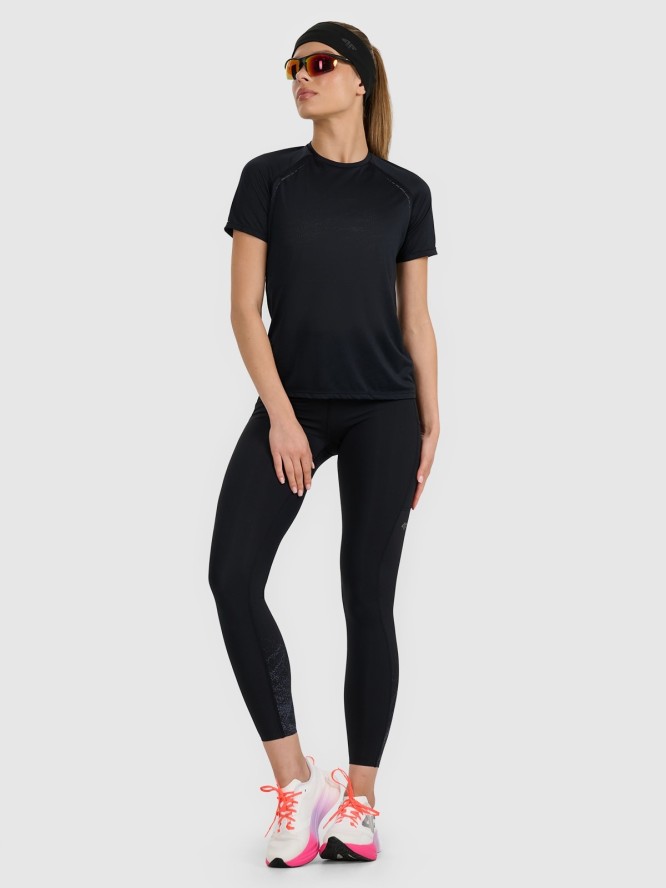 4F Koszulka do biegania regular szybkoschnąca damska - czarna XS