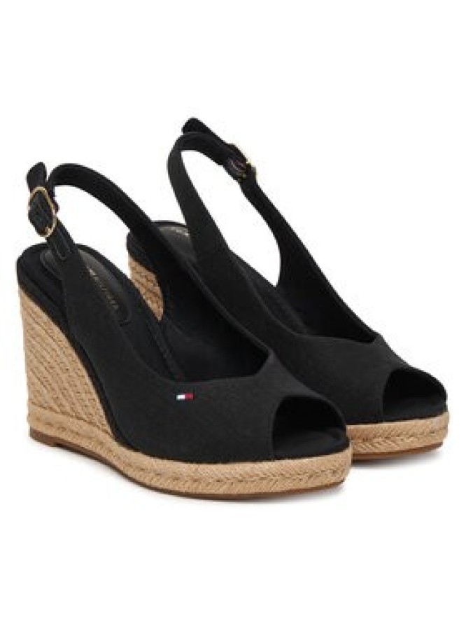 Tommy Hilfiger Espadryle Flag High Wedge Espad Slingback FW0FW09343 Czarny