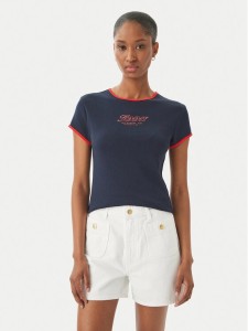 Tommy Hilfiger T-Shirt Logo Graphic Ringer WW0WW49245 Granatowy Slim Fit