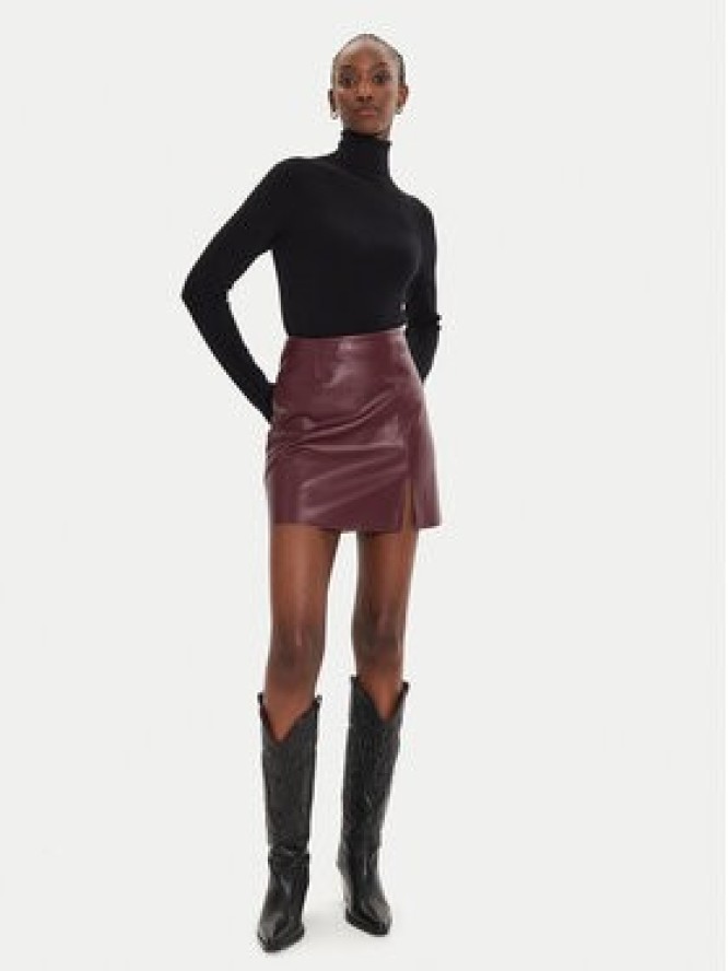 Noisy May Spódnica z imitacji skóry Clara 27021277 Bordowy Regular Fit