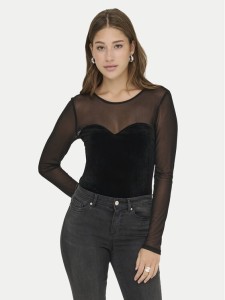 ONLY Bluzka Smooth 15360668 Czarny Slim Fit