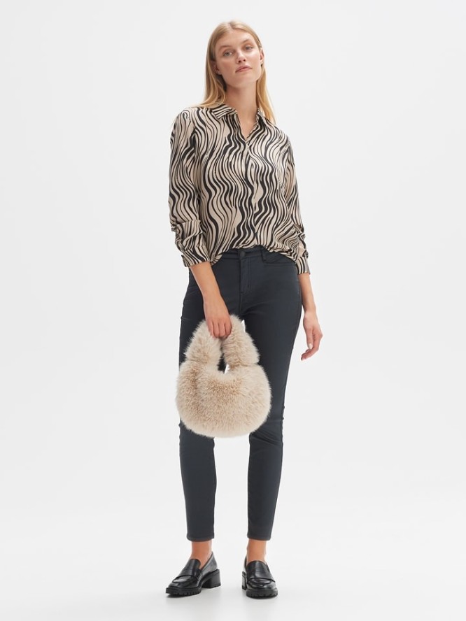 OPUS Bluzka "Falkine" w kolorze beżowo-czarnym rozmiar: 44