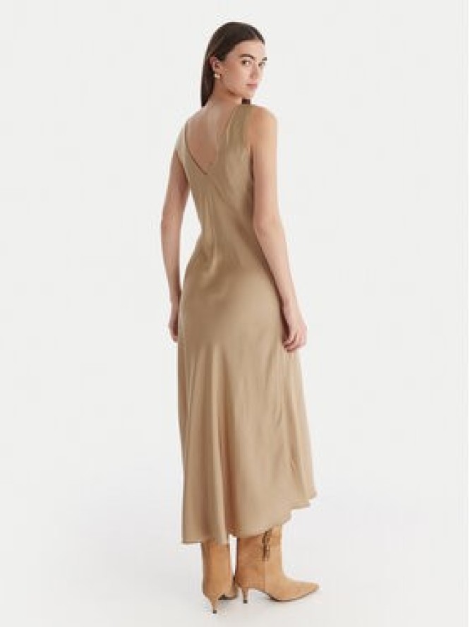 ViCOLO Sukienka koktajlowa TF0247 Beżowy Regular Fit