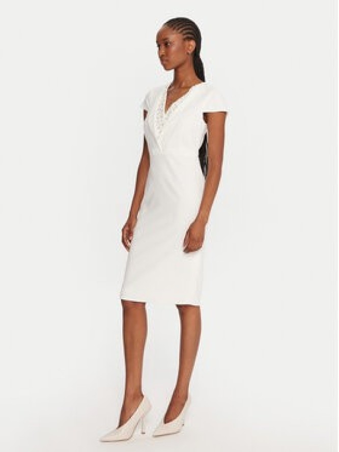 Rinascimento Sukienka koktajlowa CFC0125515003 Biały Slim Fit