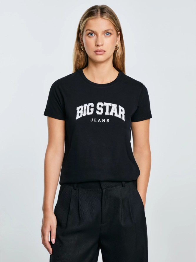 Koszulka damska bawełniana z logo BIG STAR czarna Ramila 906