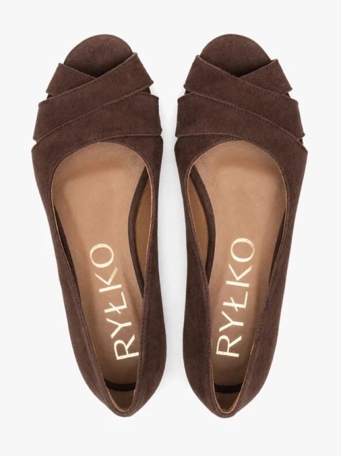 Brązowe baleriny peep toe