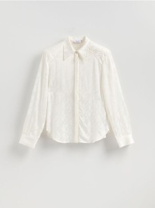 Koszula z połyskującej tkaniny - złamana biel