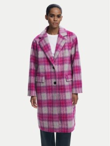 Desigual Płaszcz wełniany Pinkcheck 25WWEW15 Różowy Regular Fit