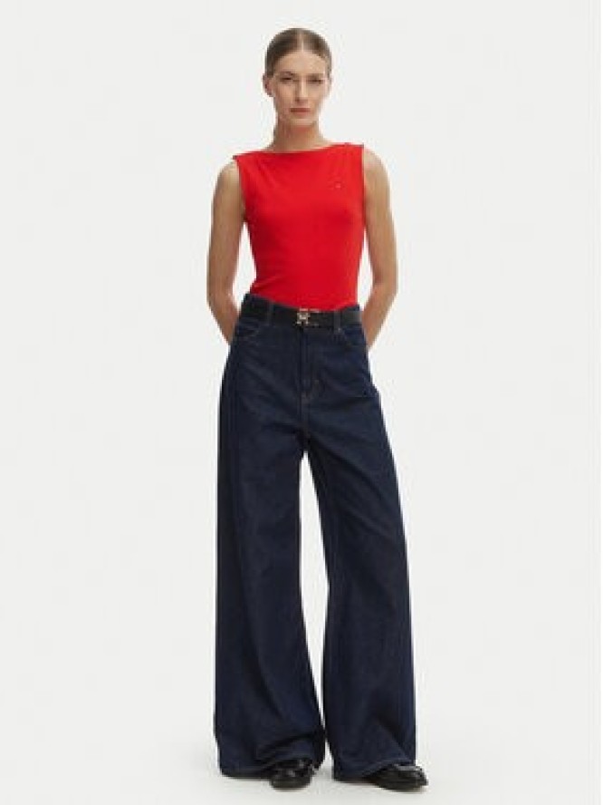 Tommy Hilfiger Top WW0WW47807 Pomarańczowy Slim Fit