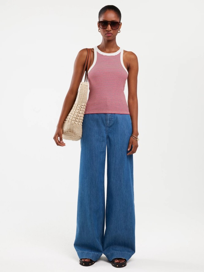 Koszulka damska na ramiączkach w prążek biało-czerwona Livia 603