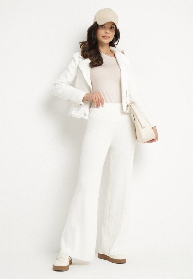 Białe Spodnie z Wiskozą o Szerokim Kroju Erariela