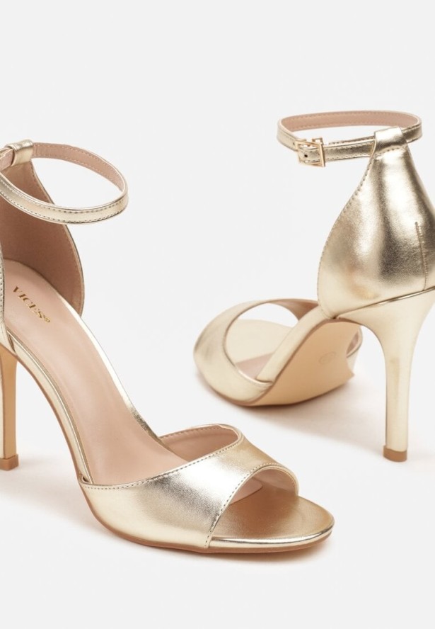 Złote Sandały Vices na Szpilce ze Sprzączką Reyah