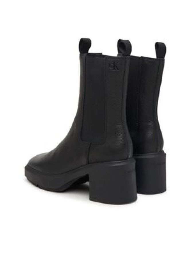 Calvin Klein Botki Block Heel Chelsea Boot Lth HW0HW03694 Czarny