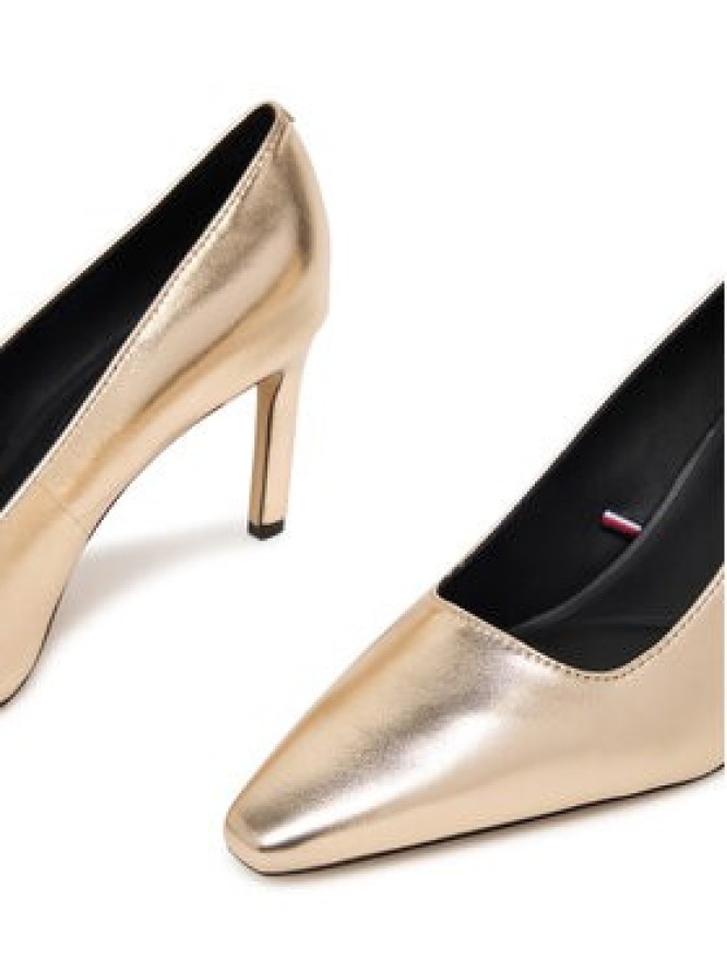 Tommy Hilfiger Szpilki Logo Metallic Pump Slanted Hl FW0FW08994 Złoty