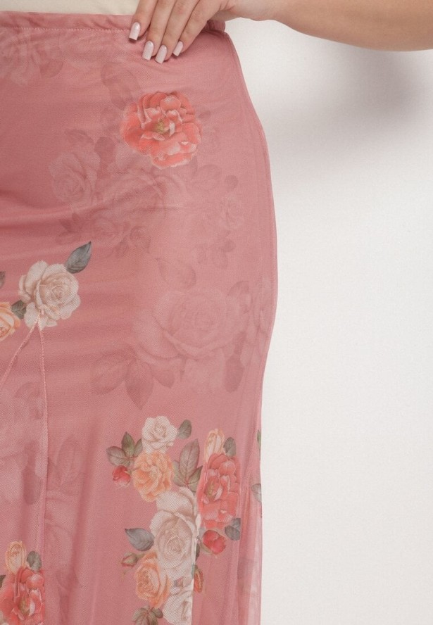 Różowa Spódnica Rozkloszowana w Kwiaty Efronira