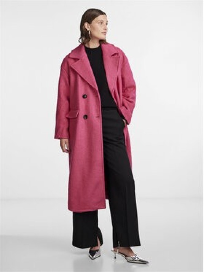 YAS Płaszcz wełniany Mila 26030712 Różowy Loose Fit