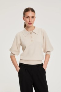 Sweter z krótkimi rękawami beżowy