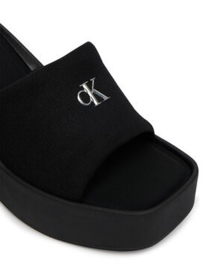 Calvin Klein Klapki Wedge 70 Sndl Canv Mg HW0HW03134 Czarny