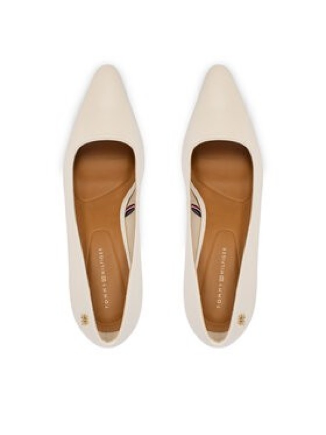 Tommy Hilfiger Czółenka Th Logo Lth Pump Slanted Hl FW0FW09008 Écru