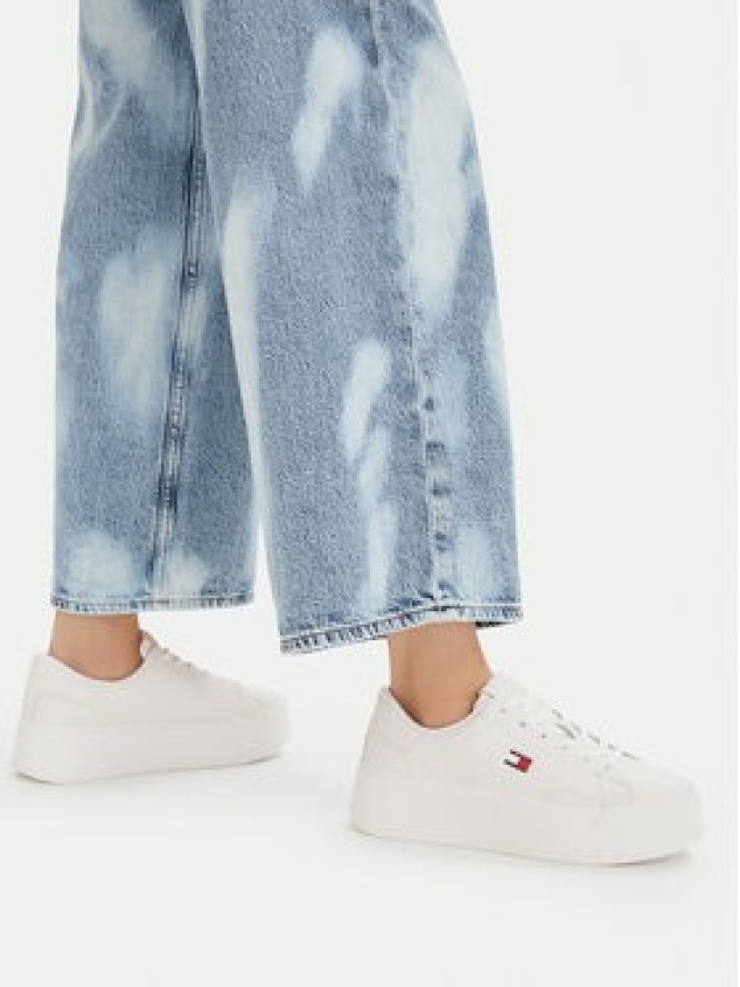 Tommy Jeans Sneakersy Tjw Script Cupsole Flatform EN0EN02961 Biały