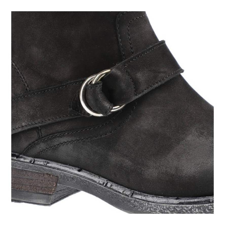 Czarne Kozaki Simen Damskie Skórzane Buty Zimowe