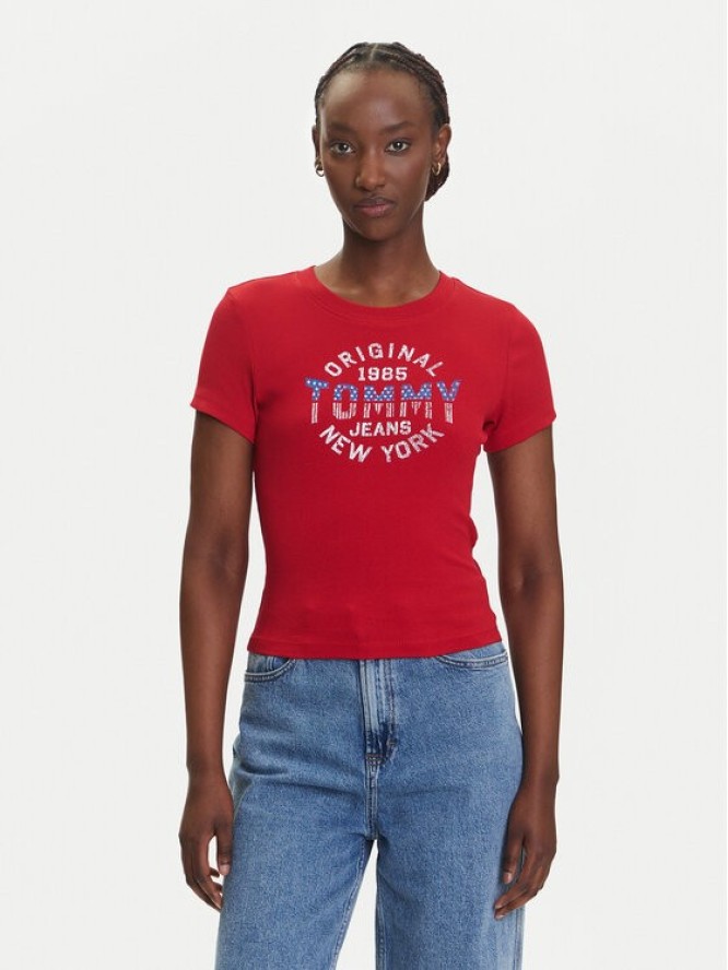 Tommy Jeans T-Shirt DW0DW21421 Czerwony Slim Fit