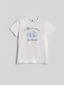 4F T-shirt regular z nadrukiem damski - biały M